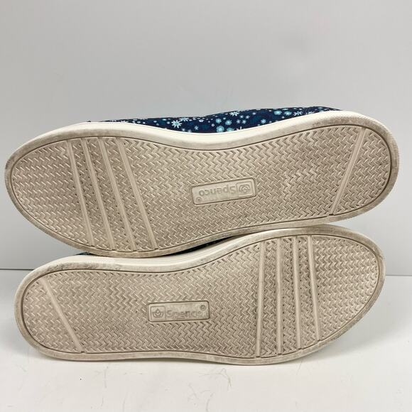 Spenco | 7.5 Wide Santa Maria Floral Navy Canvas Slip On Comfort Shoes - Picture 9 of 9